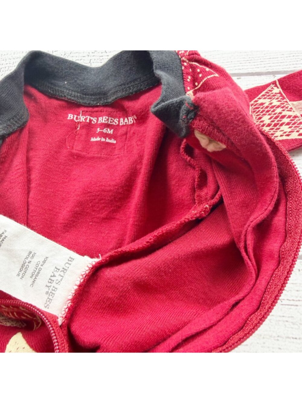 Burt’s Bees Baby Christmas Tree Print Organic Cotton Footie Pajamas 3-6 Months - Picture 2 of 3